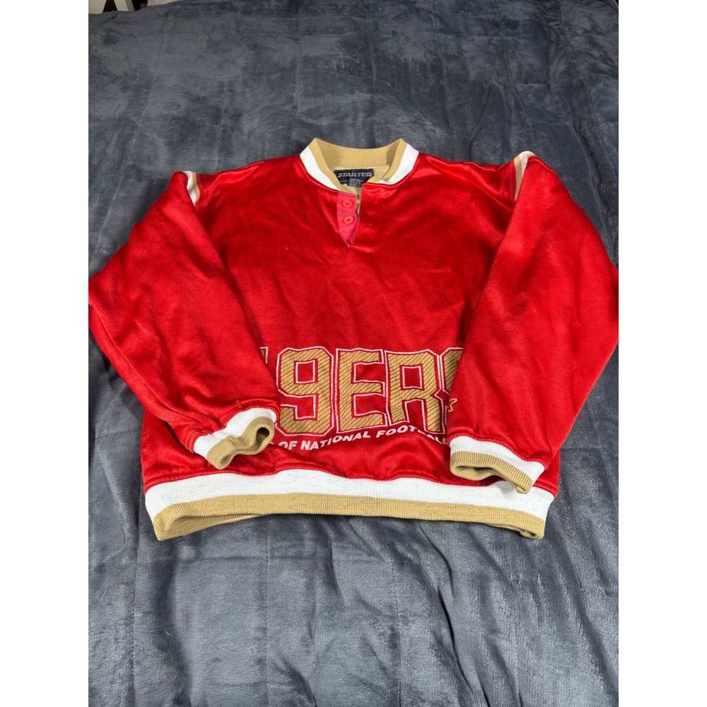 Vintage Starter San Francisco 49ers Henley Pullover Red Gold NFL Mens Medium